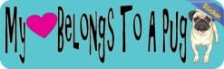 10in x 3in My Heart Belongs To A Pug Bumper Sticker Vinyl Vehicle Stickers