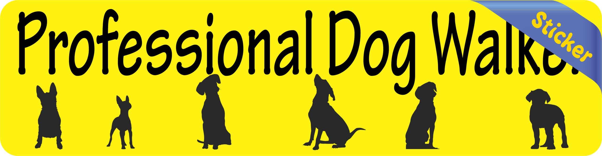 8in x 2in Professional Dog Walker Bumper Sticker Vinyl Vehicle Stickers