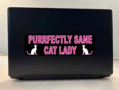 10in x 3in Purrfectly Sane Cat Lady Bumper Sticker Vinyl Vehicle Stickers