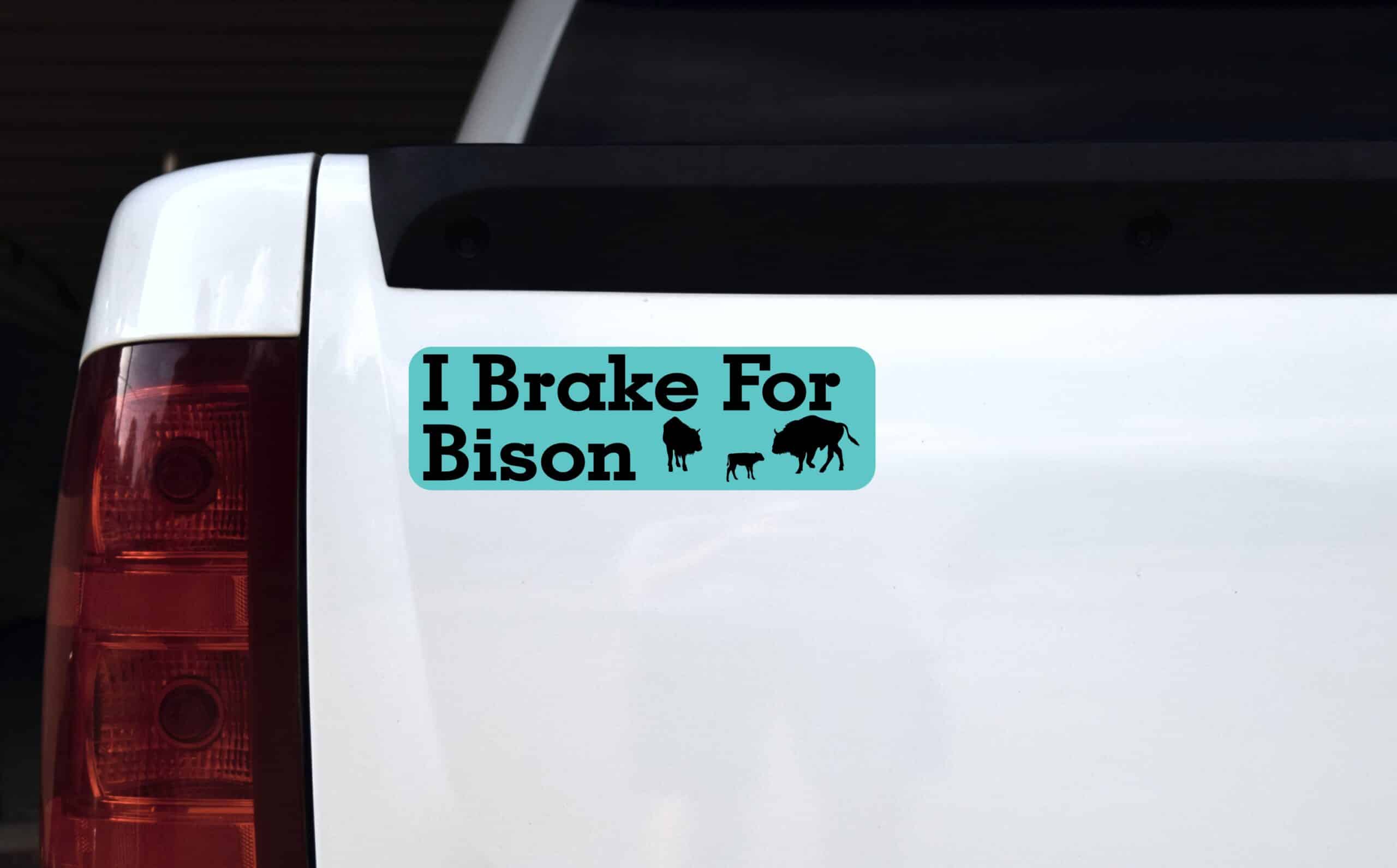 10in x 3in I Brake For Bison Bumper Sticker Vinyl Animal Vehicle Stickers
