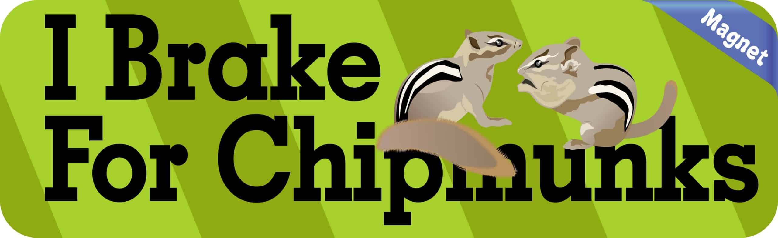 10in x 3in Green I Brake For Chipmunks Magnet Magnetic Animal Bumper Magnets
