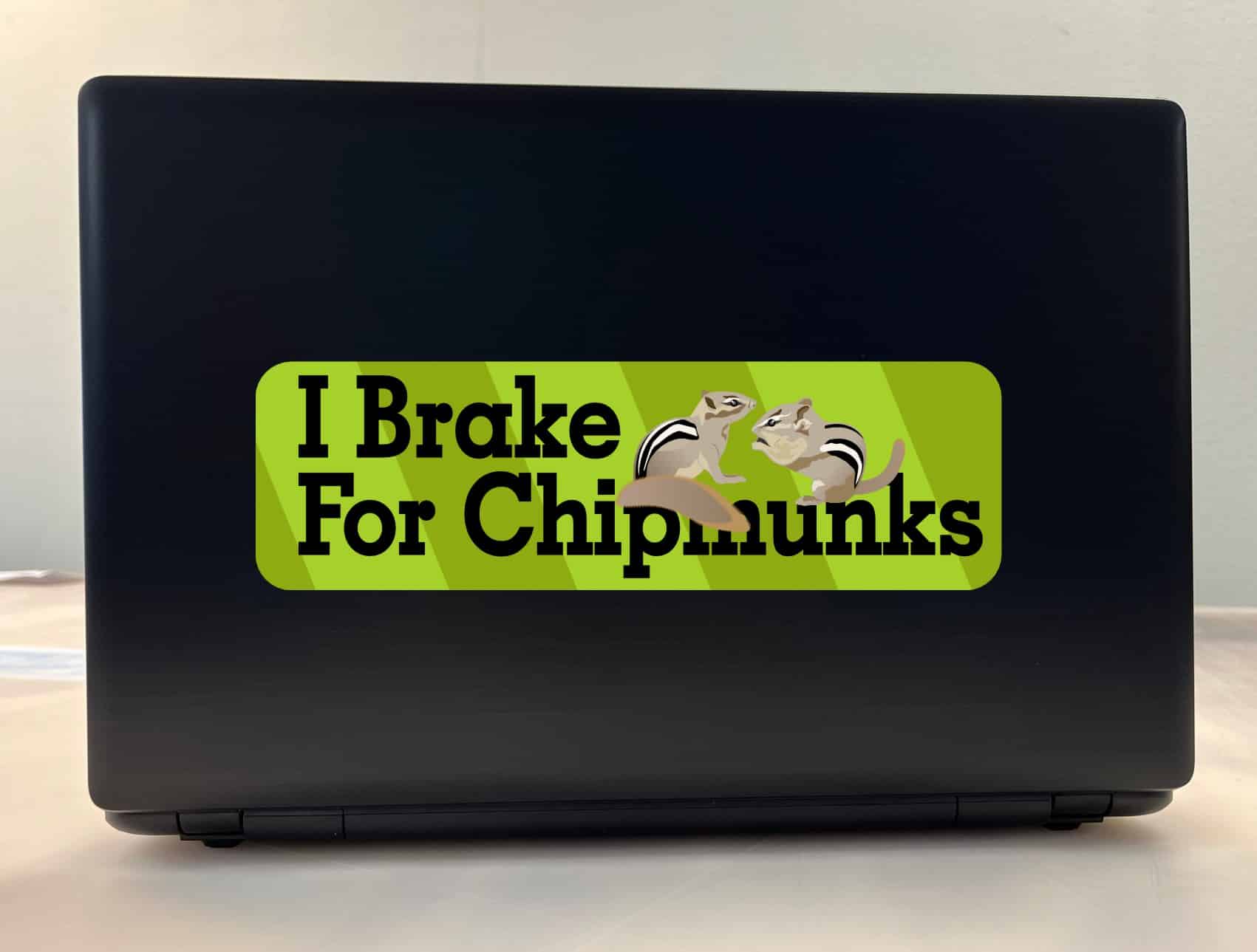 10in x 3in Green I Brake For Chipmunks Bumper Sticker Vinyl Animal Stickers