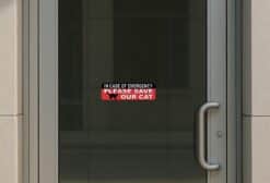 10in x 3in In Case Of Emergency Please Save Our Cat Sticker House Sign