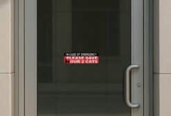 10in x 3in In Case Of Emergency Please Save Our 2 Cats Sticker House Sign
