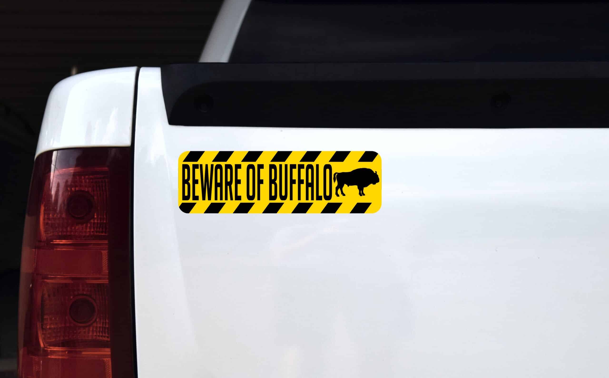 10in x 3in Beware Of Buffalo Bumper Sticker Vinyl Animal Caution Stickers