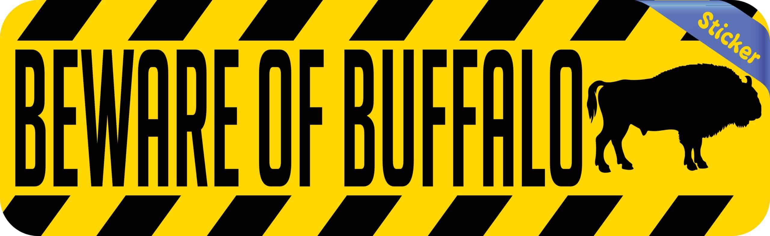 10in x 3in Beware Of Buffalo Bumper Sticker Vinyl Animal Caution Stickers