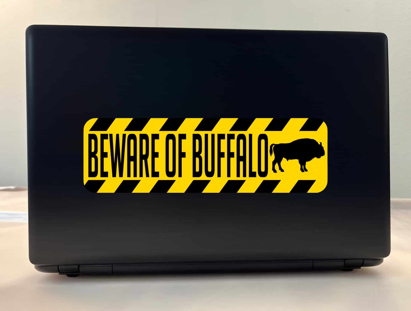 10in x 3in Beware Of Buffalo Bumper Sticker Vinyl Animal Caution Stickers