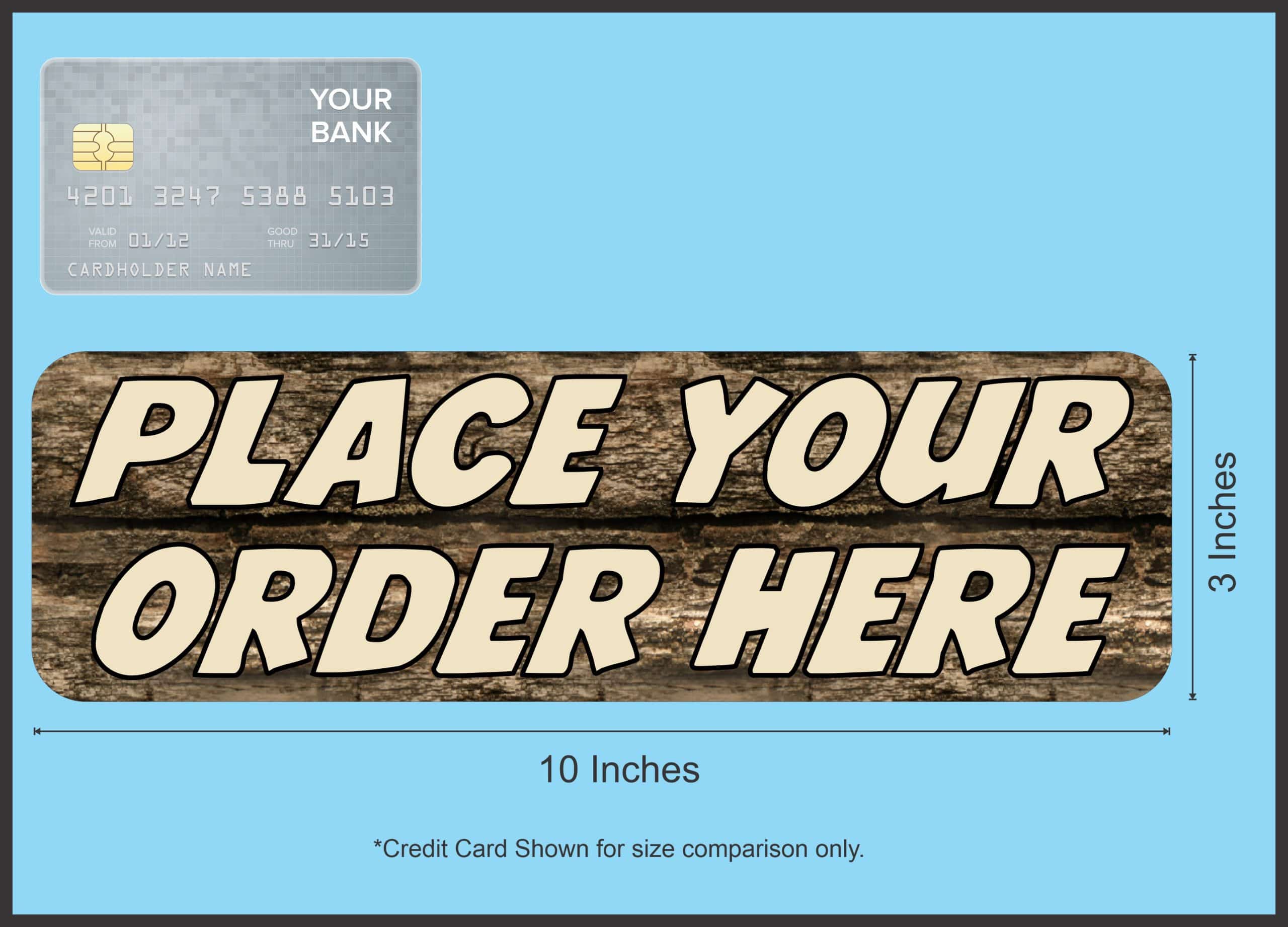 10in x 3in Wood Place Your Order Here Sticker Vinyl Business Sign Stickers - Image 5