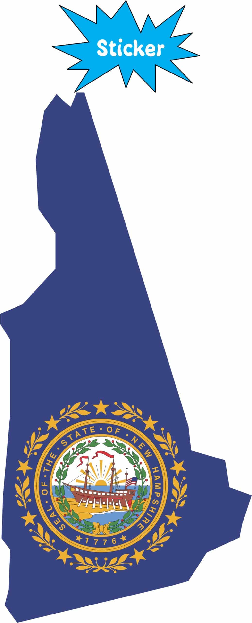 2.4in x 5in Die Cut New Hampshire Sticker Vinyl State Car Bumper Stickers - Image 2