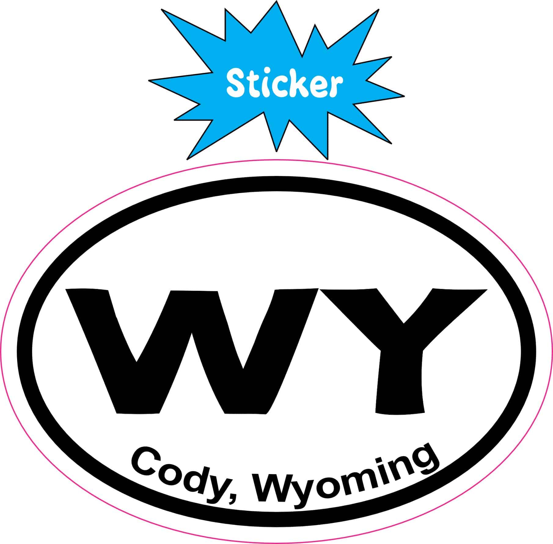 3in x 2in Oval Cody Wyoming Sticker Vinyl State Vehicle Bumper Stickers - Image 2