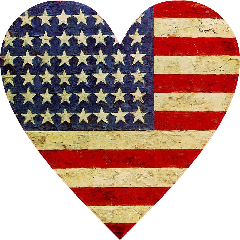 Antique American Flag Heart decal