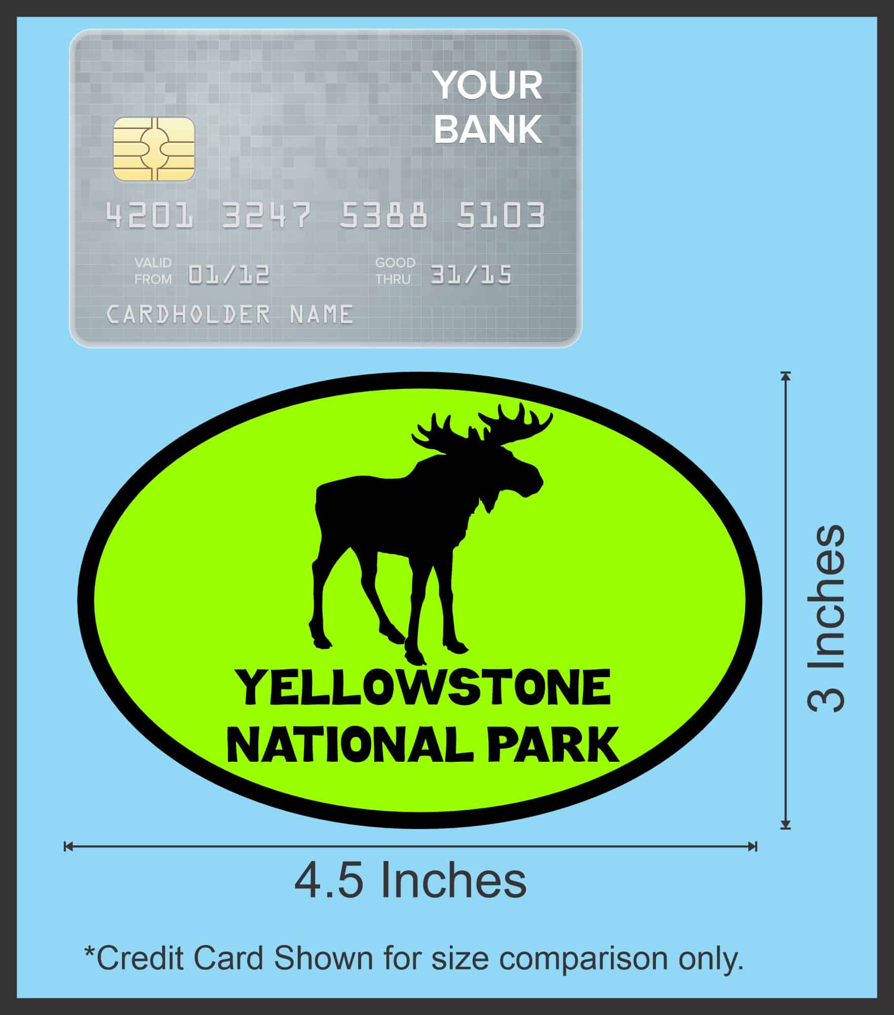 4.5in x 3in Green Yellowstone National Park Sticker Vinyl Bumper Stickers - Image 6