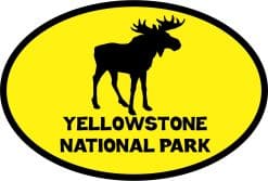 Alternative view of 4.5in x 3in Yellow Moose Oval Yellowstone National Park Sticker