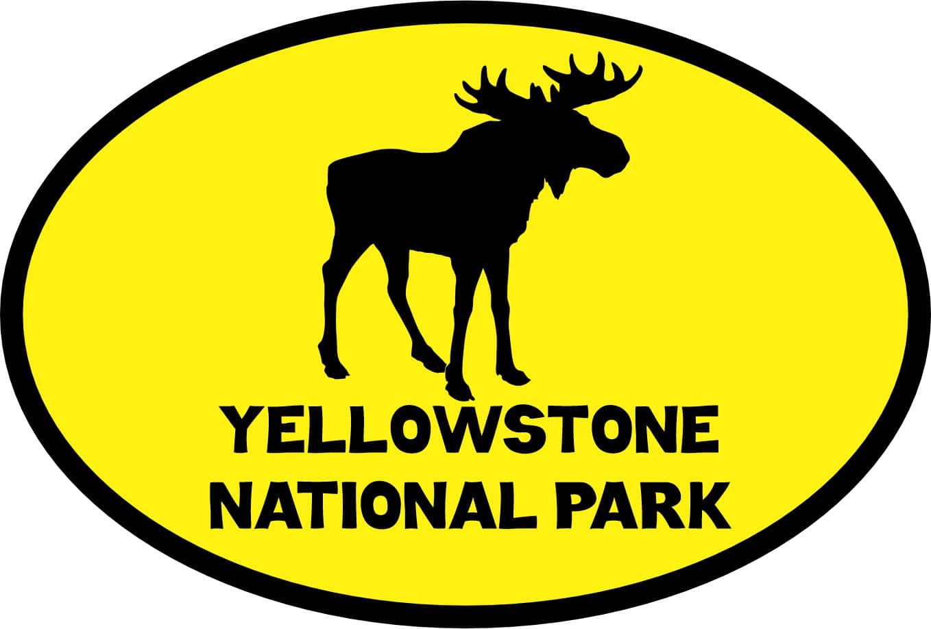 4.5in x 3in Yellow Moose Oval Yellowstone National Park Sticker - Image 2