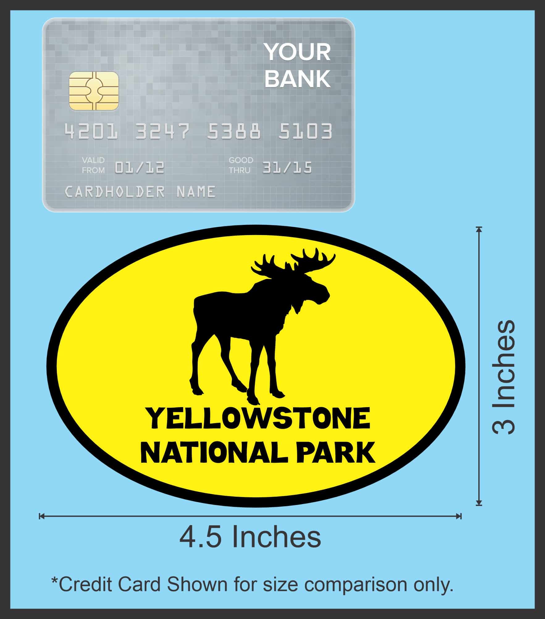4.5in x 3in Yellow Moose Oval Yellowstone National Park Sticker - Image 7