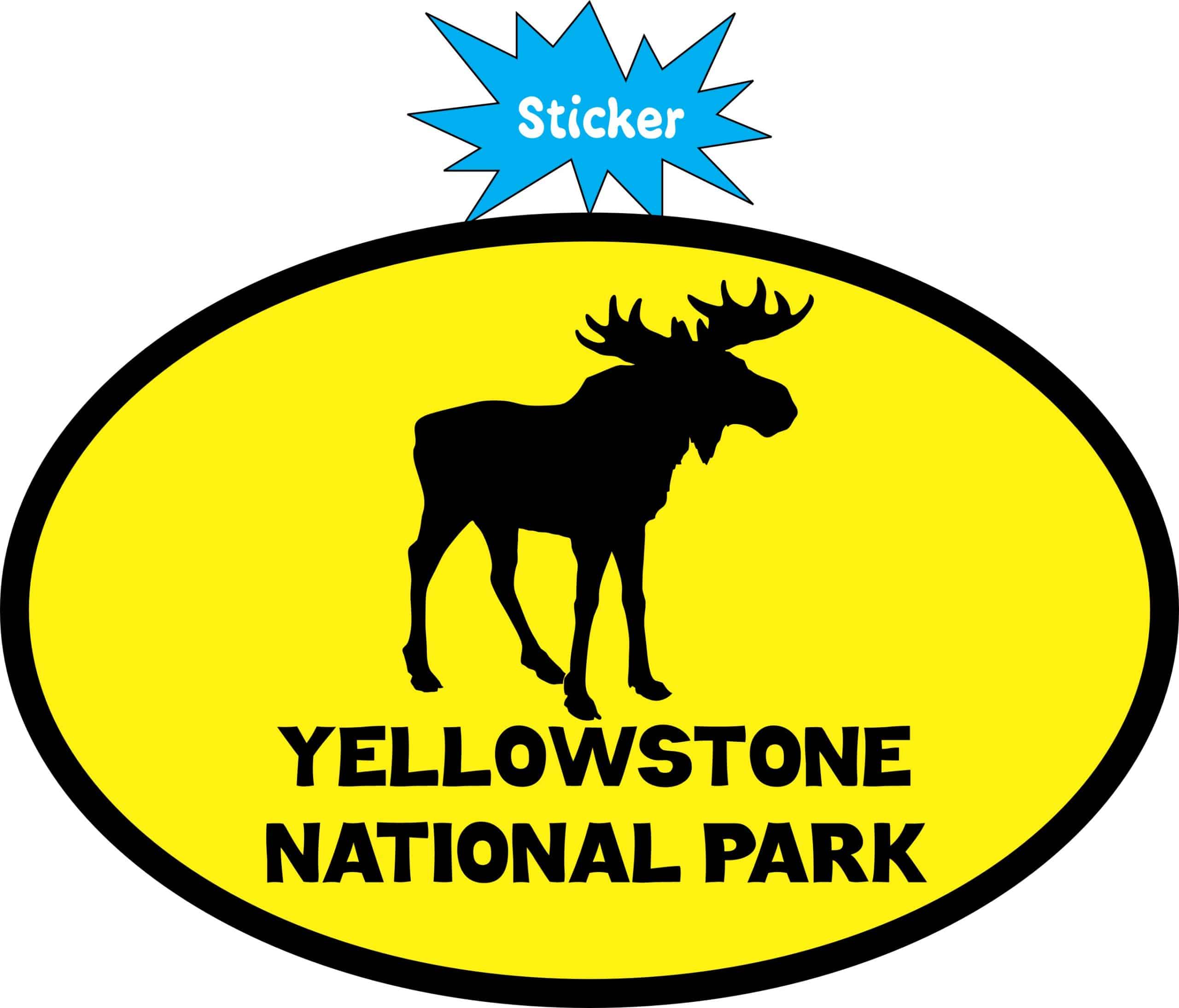 4.5in x 3in Yellow Moose Oval Yellowstone National Park Sticker - Image 3