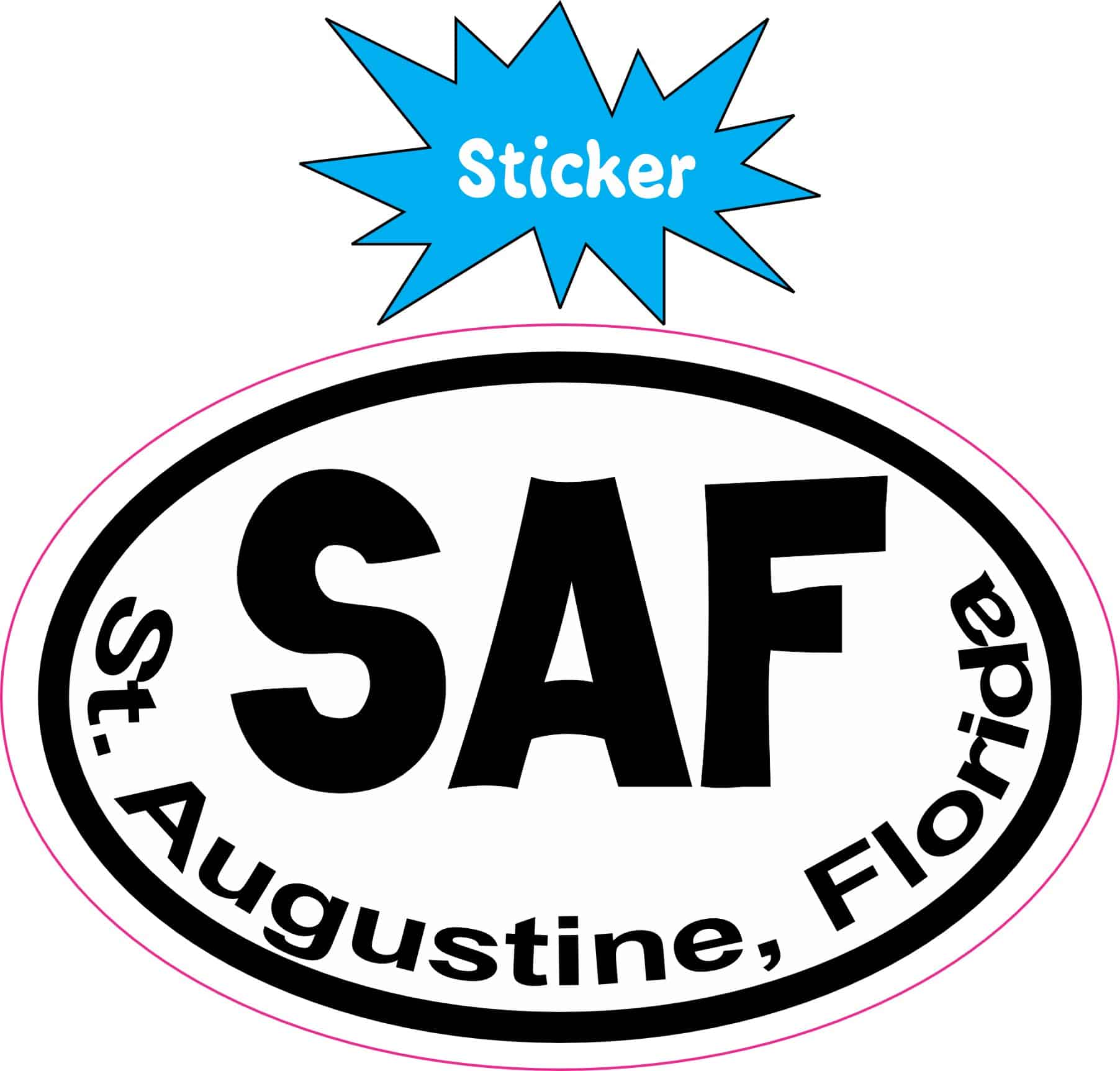 3in x 2in Oval SAF St. Augustine Sticker Vinyl Florida Car Bumper Stickers - Image 2