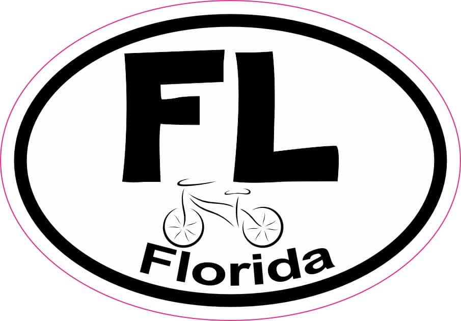 3in x 2in Oval Florida Bicycle Sticker Vinyl State Vehicle Bumper Stickers