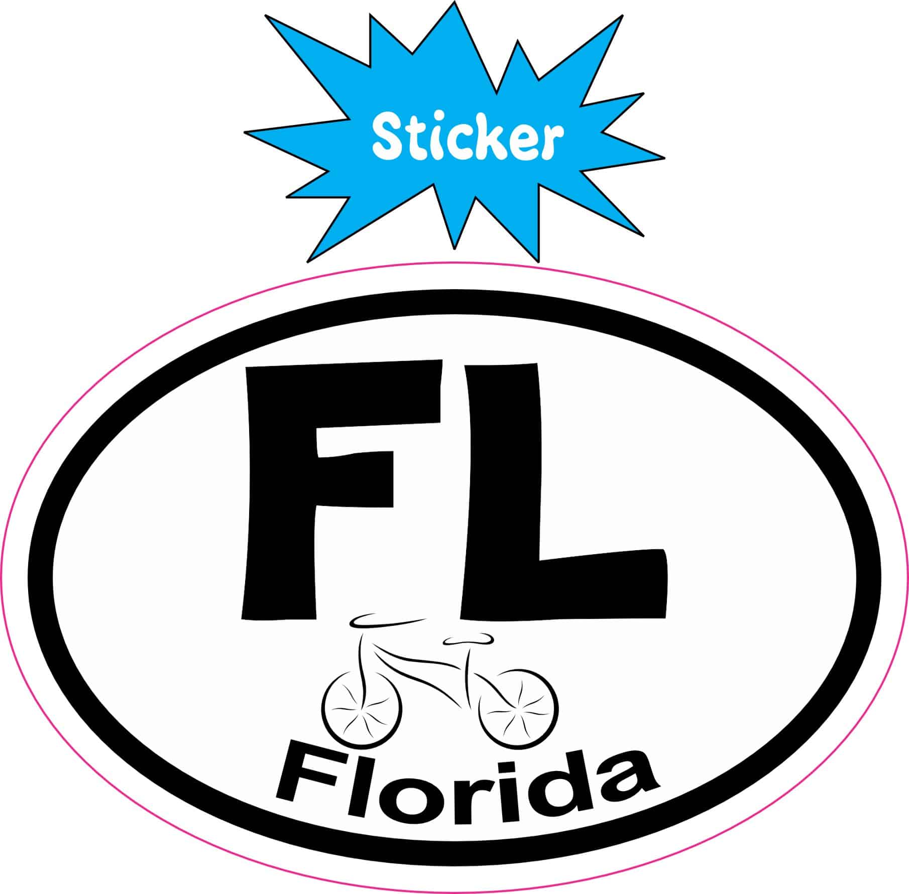 3in x 2in Oval Florida Bicycle Sticker Vinyl State Vehicle Bumper Stickers - Image 2
