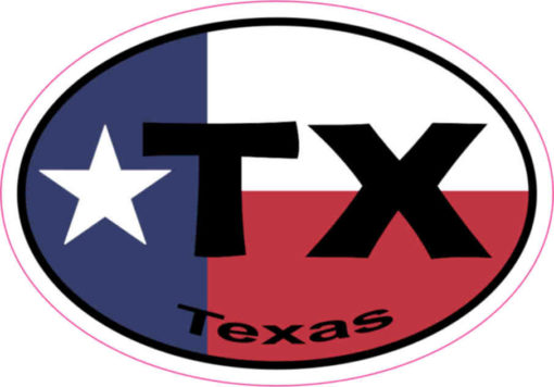 Oval TX Texas Flag sticker