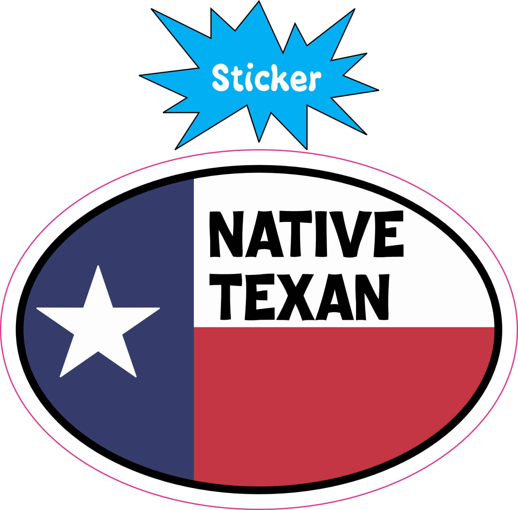 3in x 2in Oval Native Texan Texas Flag Sticker Vinyl State Bumper Stickers - Image 2