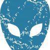Blue Grunge Alien bumper sticker