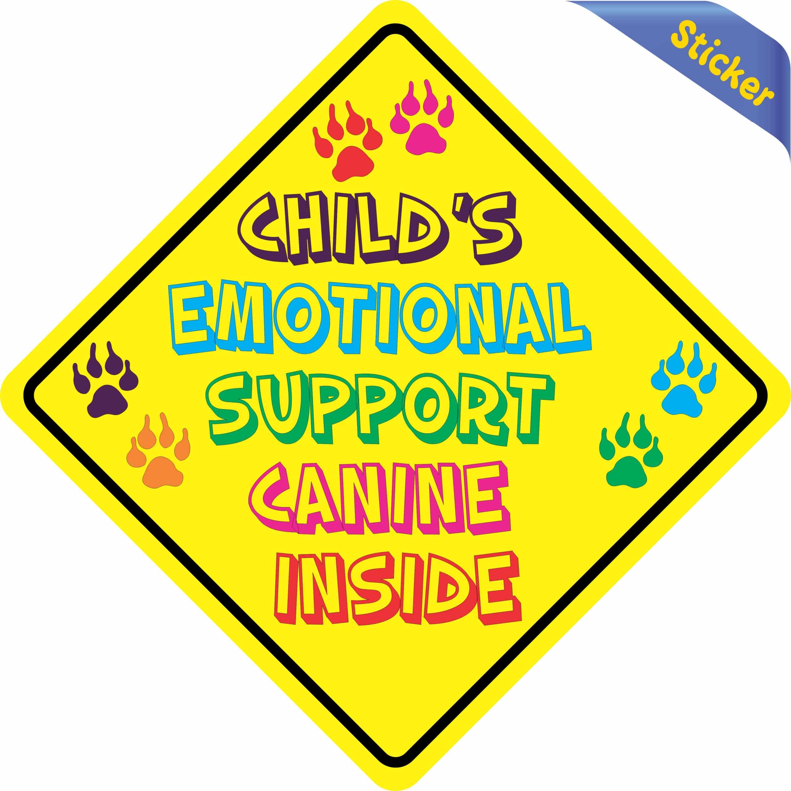 6in x 6in Child's Emotional Support Canine Inside Sticker - Image 2