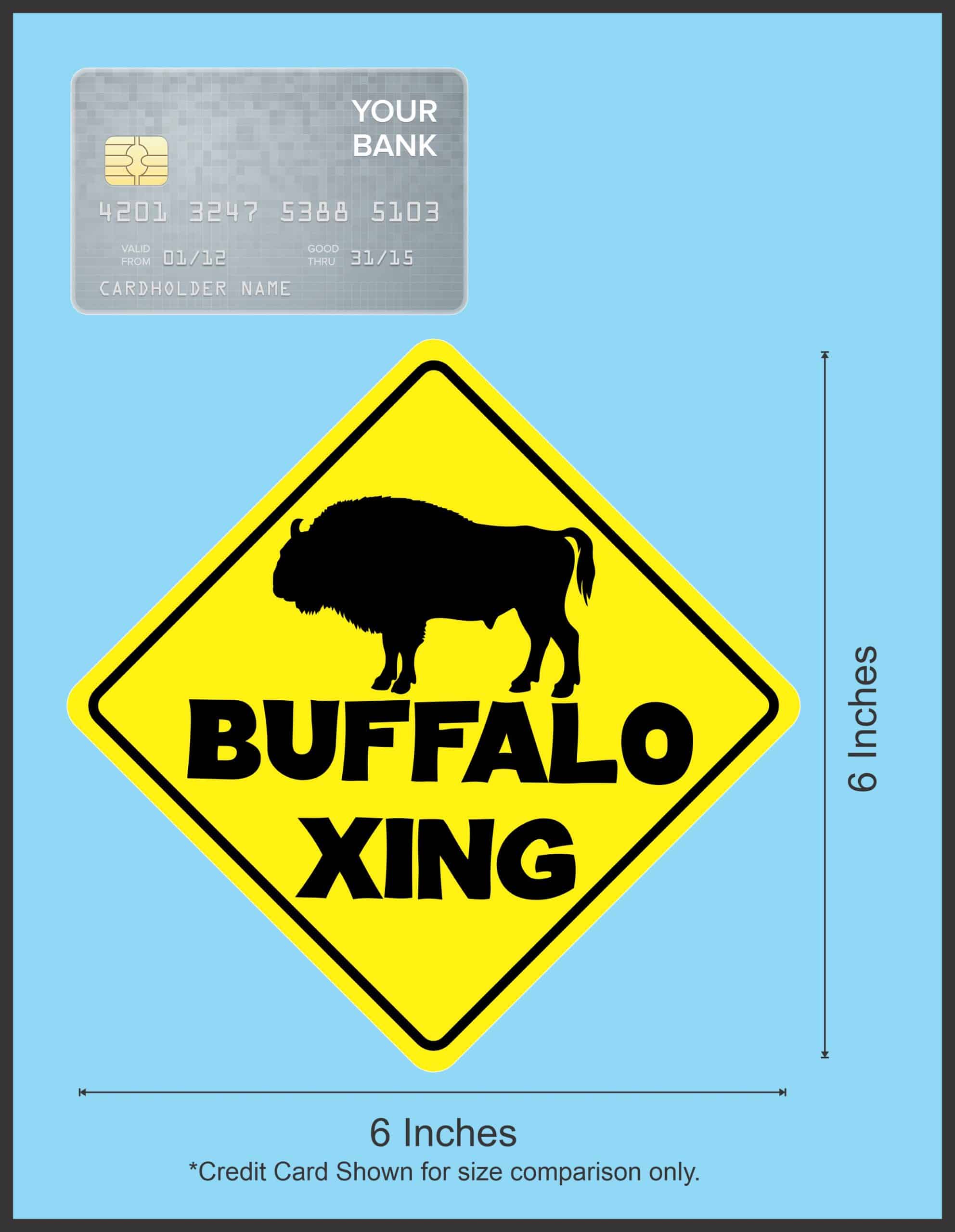 6in x 6in Buffalo Crossing Sticker - Image 6