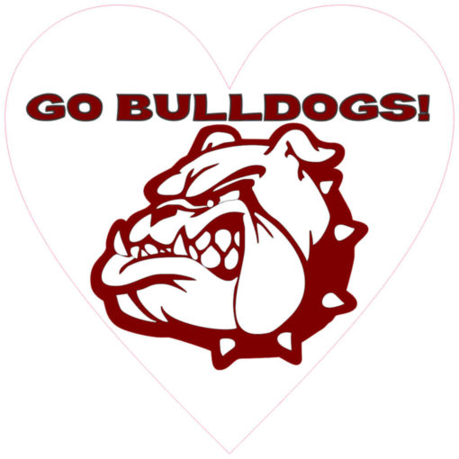 Go Bulldogs Mascot Heart sticker