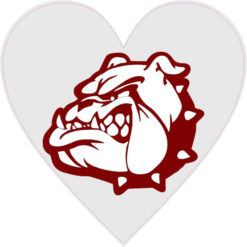 Red Bulldog Mascot Heart sticker