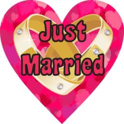 Just Married Heart decal