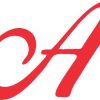 Red Cursive A Monogram sticker