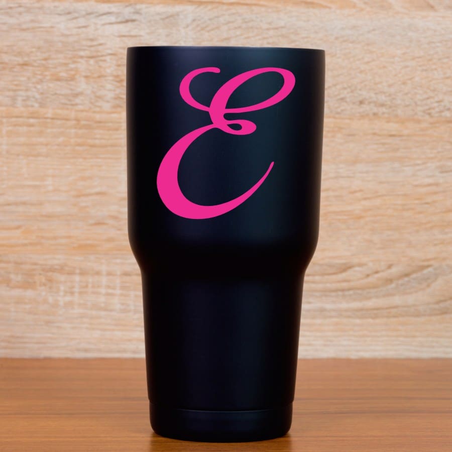 2.75in x 3in Pink Cursive E Monogram Sticker Fancy Vinyl Vehicle Stickers - Image 4