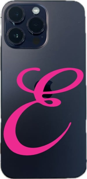 2.75in x 3in Pink Cursive E Monogram Sticker Fancy Vinyl Vehicle Stickers - Image 5