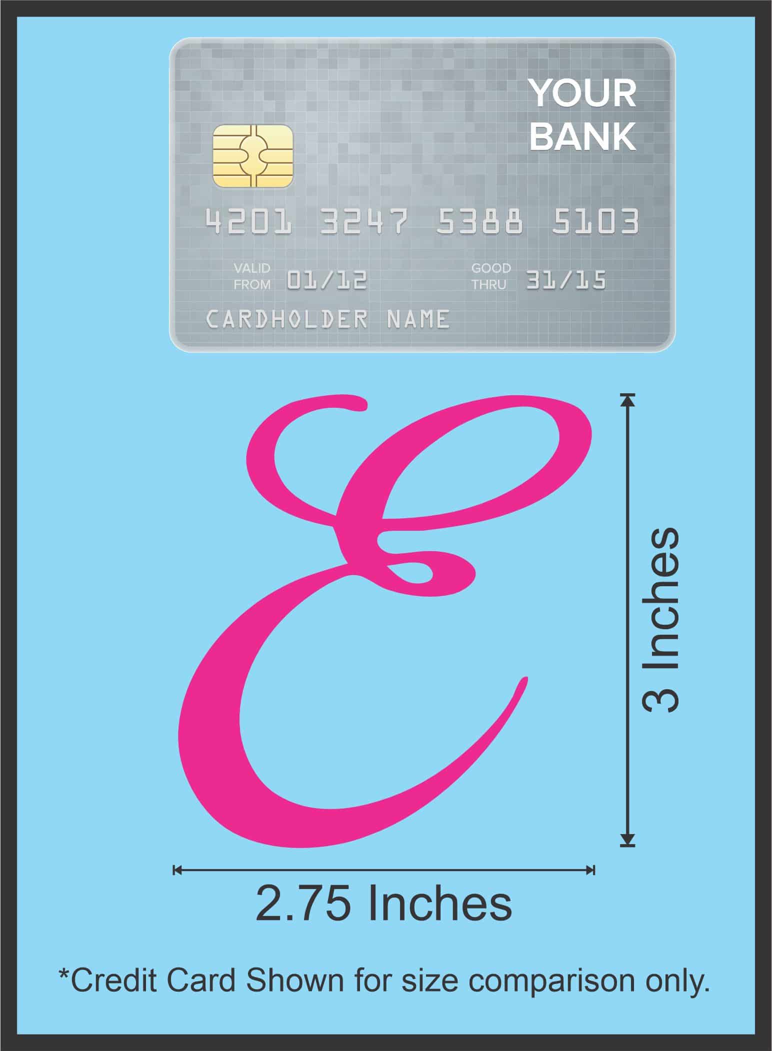 2.75in x 3in Pink Cursive E Monogram Sticker Fancy Vinyl Vehicle Stickers - Image 8