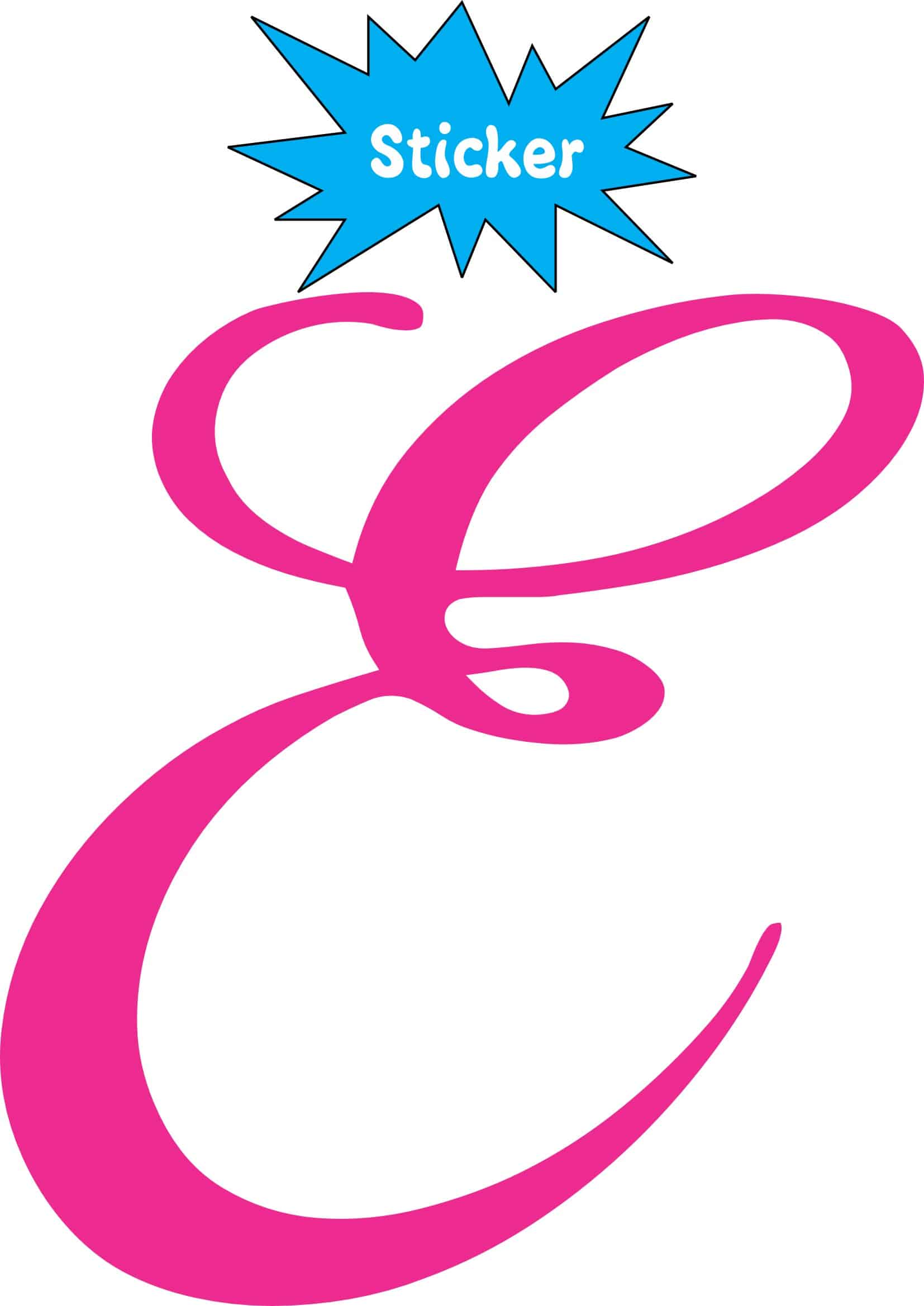 2.75in x 3in Pink Cursive E Monogram Sticker Fancy Vinyl Vehicle Stickers - Image 2
