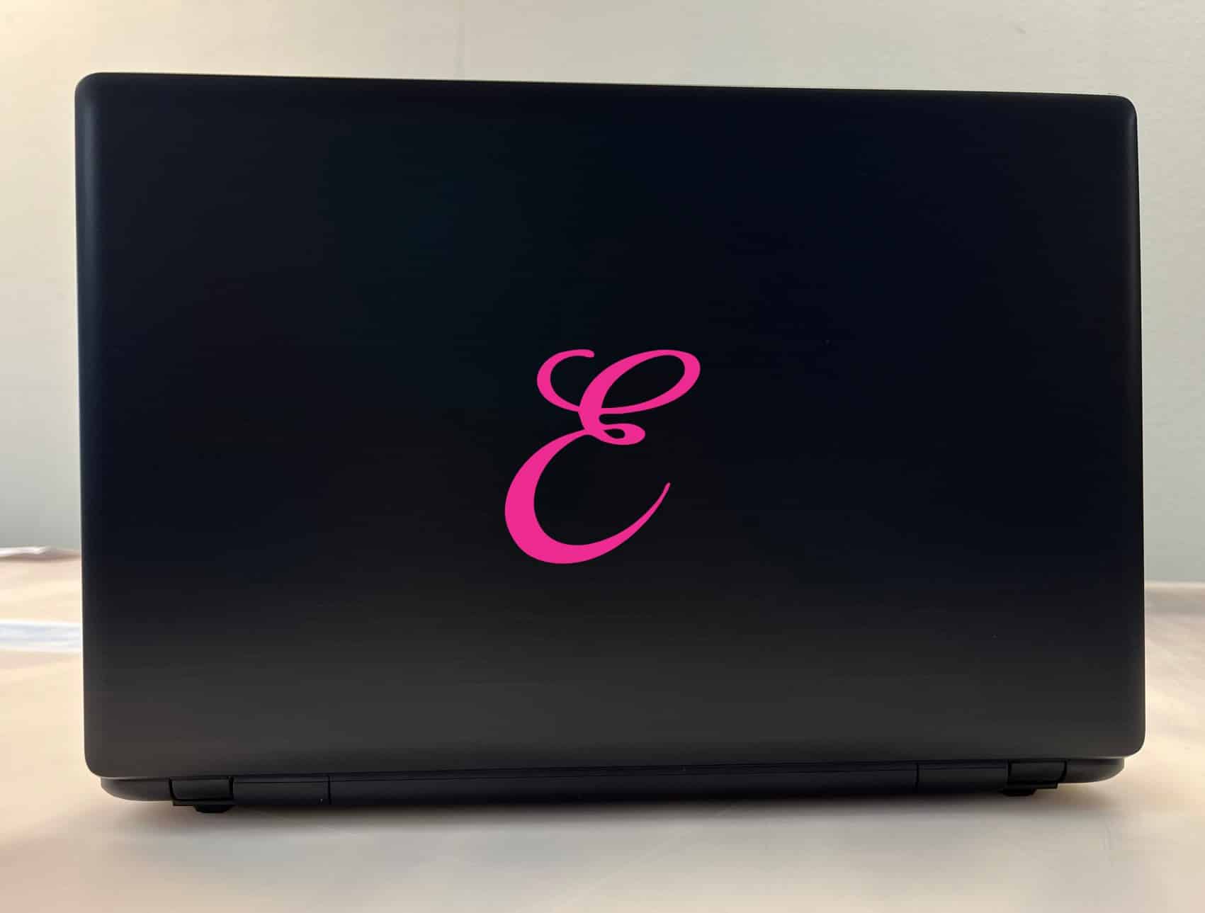2.75in x 3in Pink Cursive E Monogram Sticker Fancy Vinyl Vehicle Stickers - Image 3