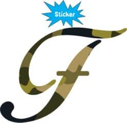 4in x 3in Camouflage Cursive F Monogram Sticker Vinyl Truck Car Stickers