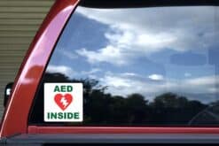 AED Inside Sticker, 5 inches by 5 inches