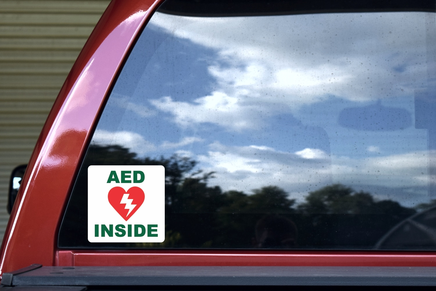 AED Inside Sticker, 5 inches by 5 inches