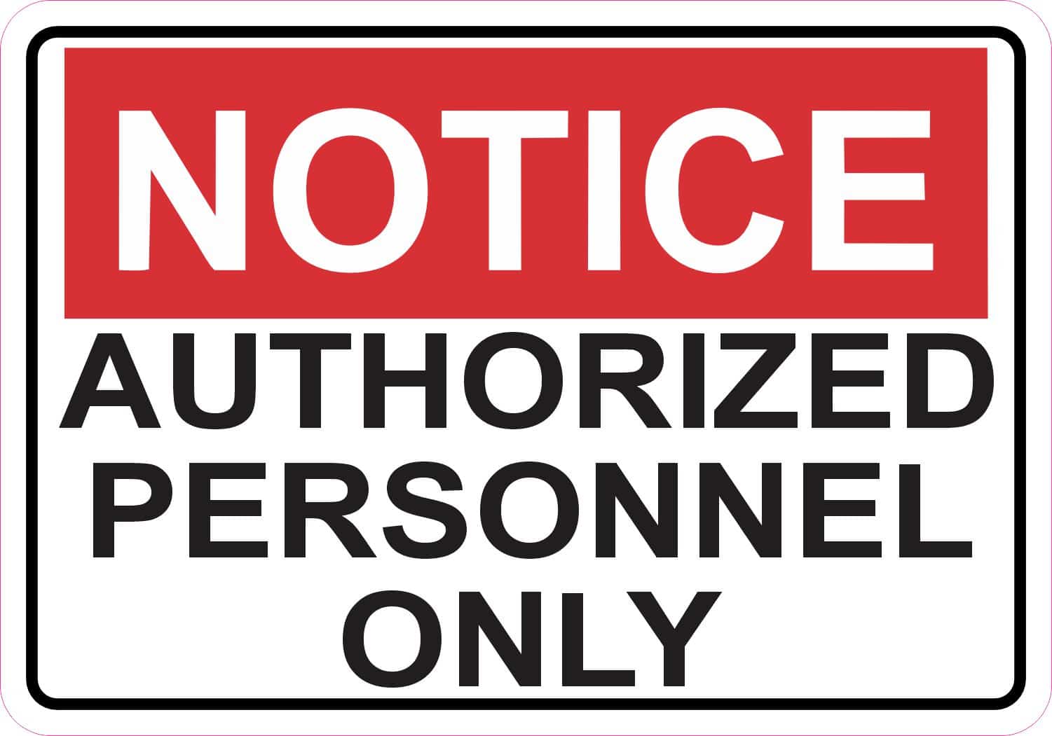 5in x 3.5in Red Authorized Personnel Only Sticker Vinyl Window Stickers
