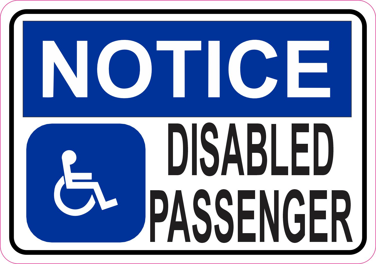 5in x 3.5in Disabled Passenger Magnet Vinyl Magnetic Vehicle Han
