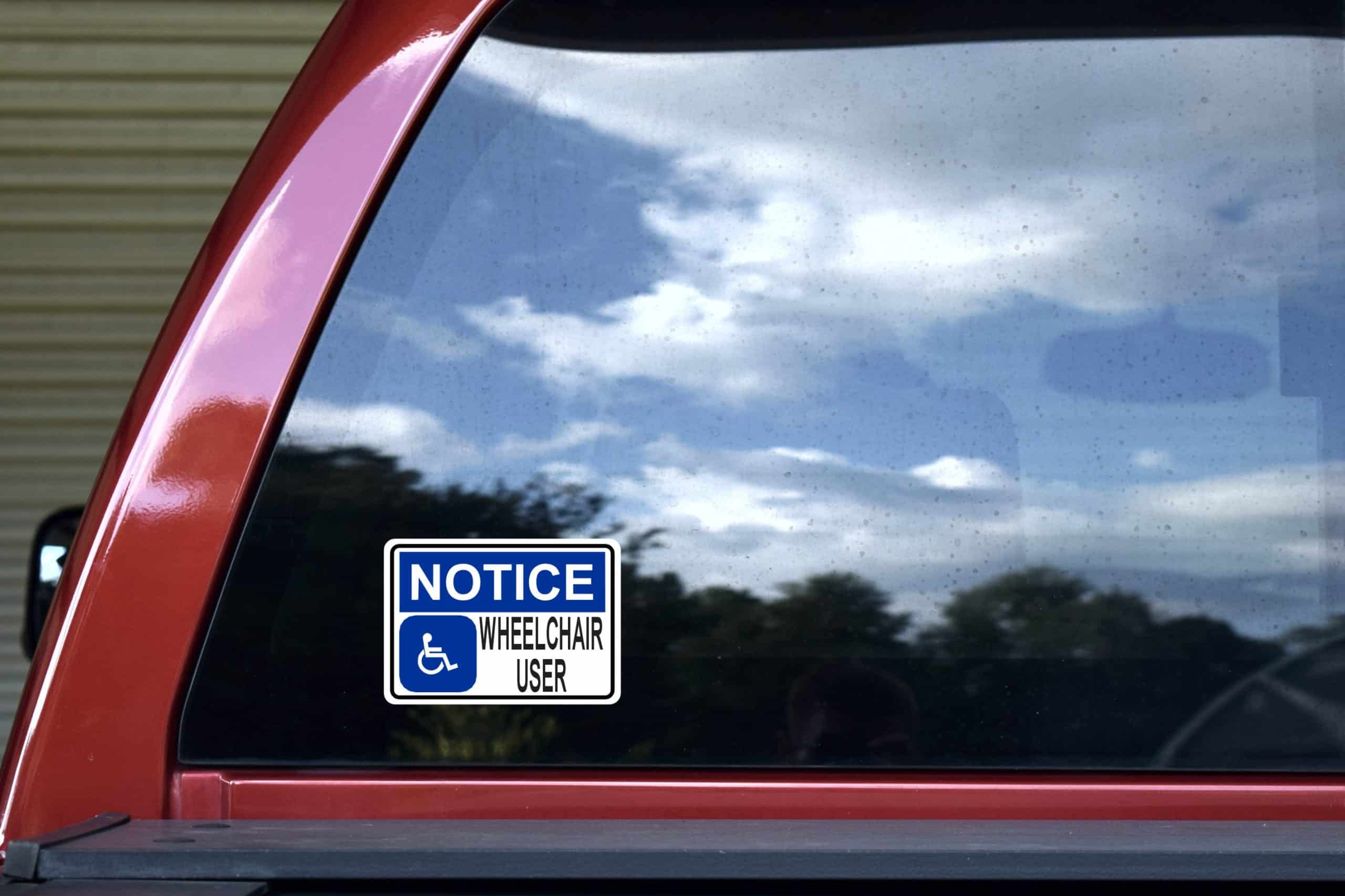 5in x 3.5in Wheelchair User Sticker Vinyl Vehicle Sign Notice Stickers - Image 4