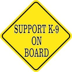 8in x 8in Support K-9 on Board Sticker
