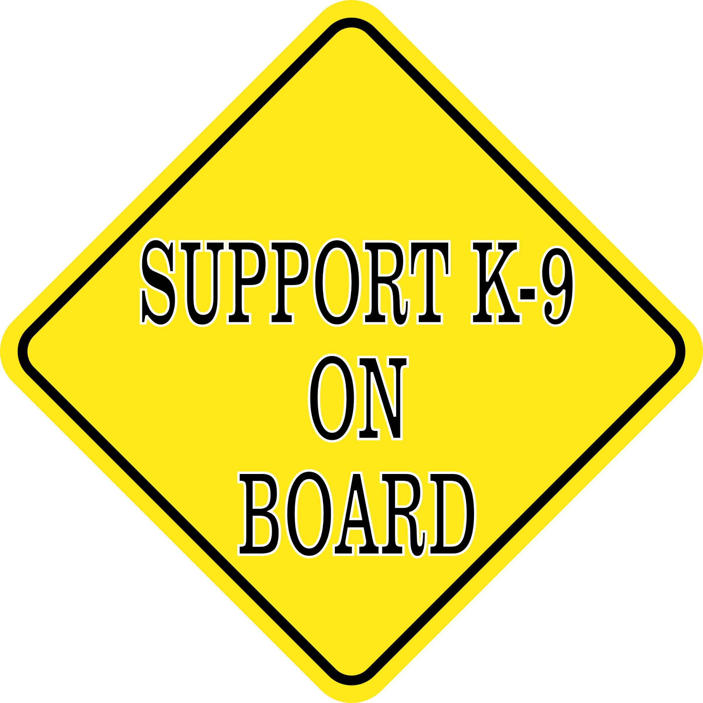 8in x 8in Support K-9 on Board Sticker