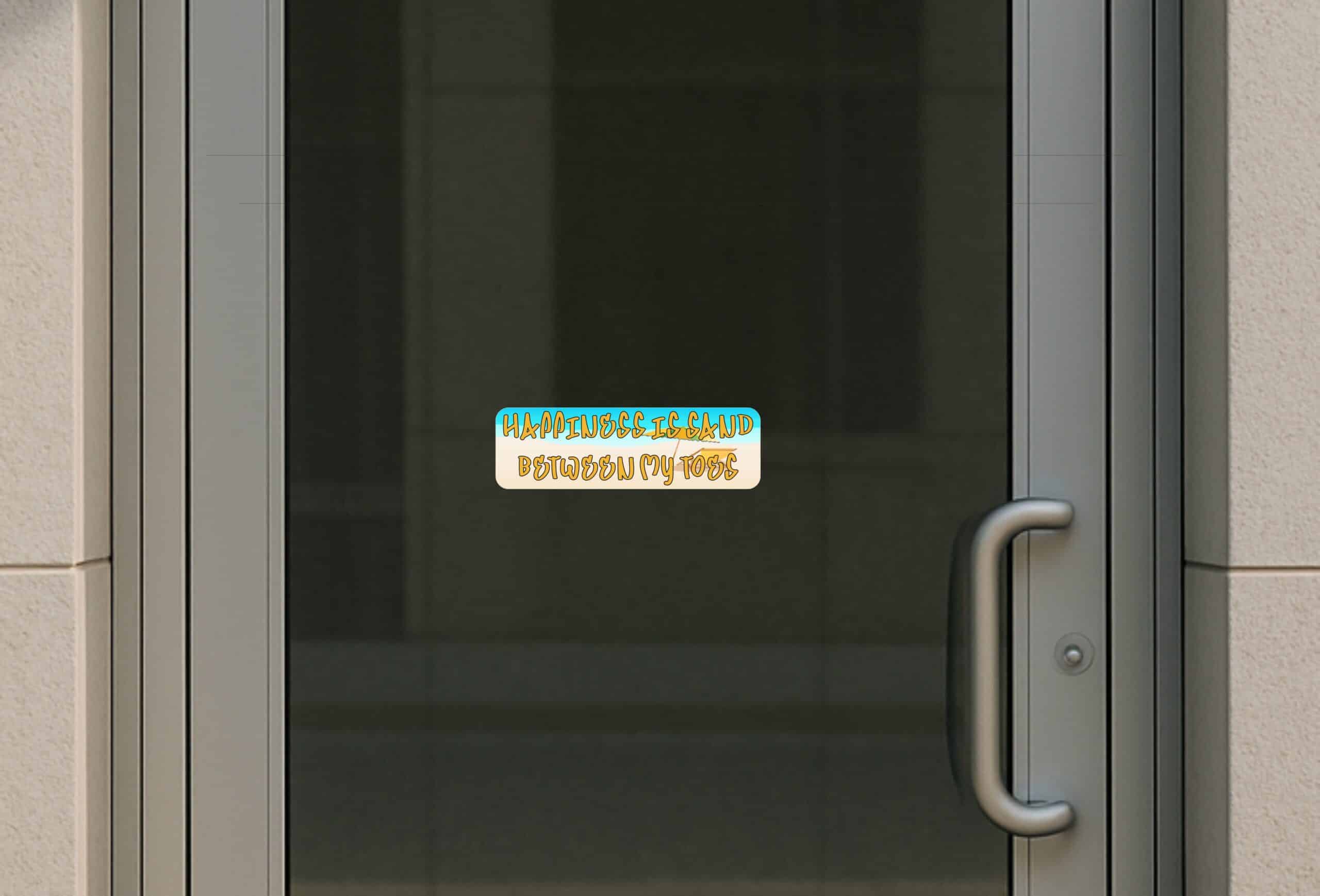 10in x 3in Happiness Is Sand Between My Toes Bumper Sticker Car Stickers