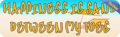 10in x 3in Happiness Is Sand Between My Toes Bumper Sticker Car Stickers