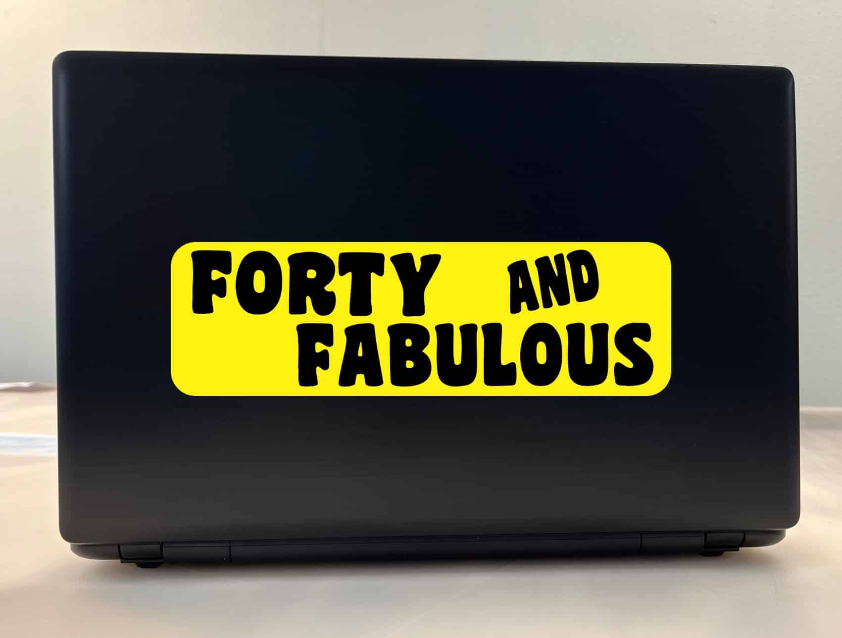 10in x 3in Yellow Forty And Fabulous Bumper Sticker Funny Birthday Stickers