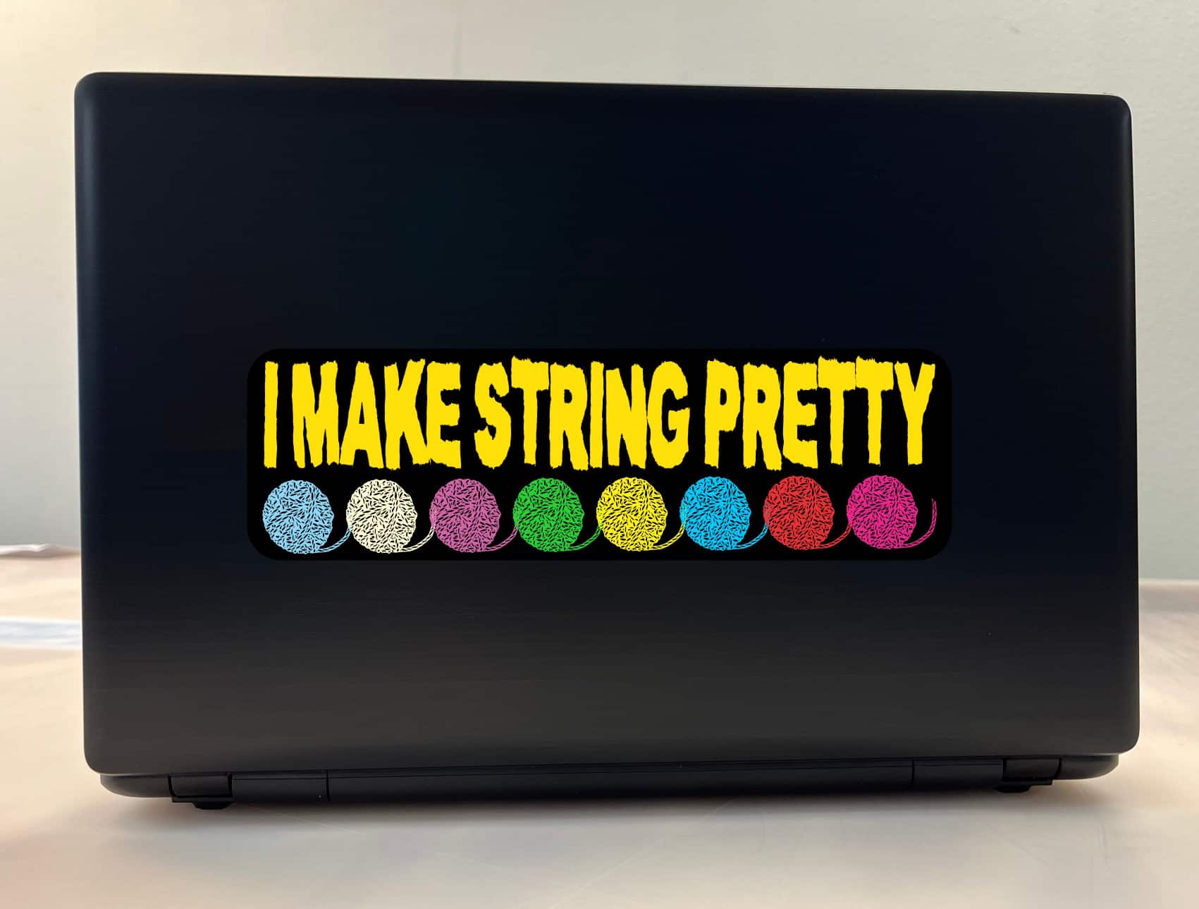 10in x 3in Multi Color I Make String Pretty Bumper Sticker Vehicle Stickers