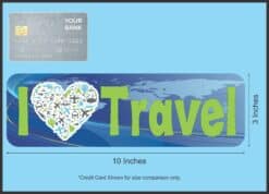 10in x 3in I Love Travel Bumper Sticker Vinyl Car Truck Window Stickers
